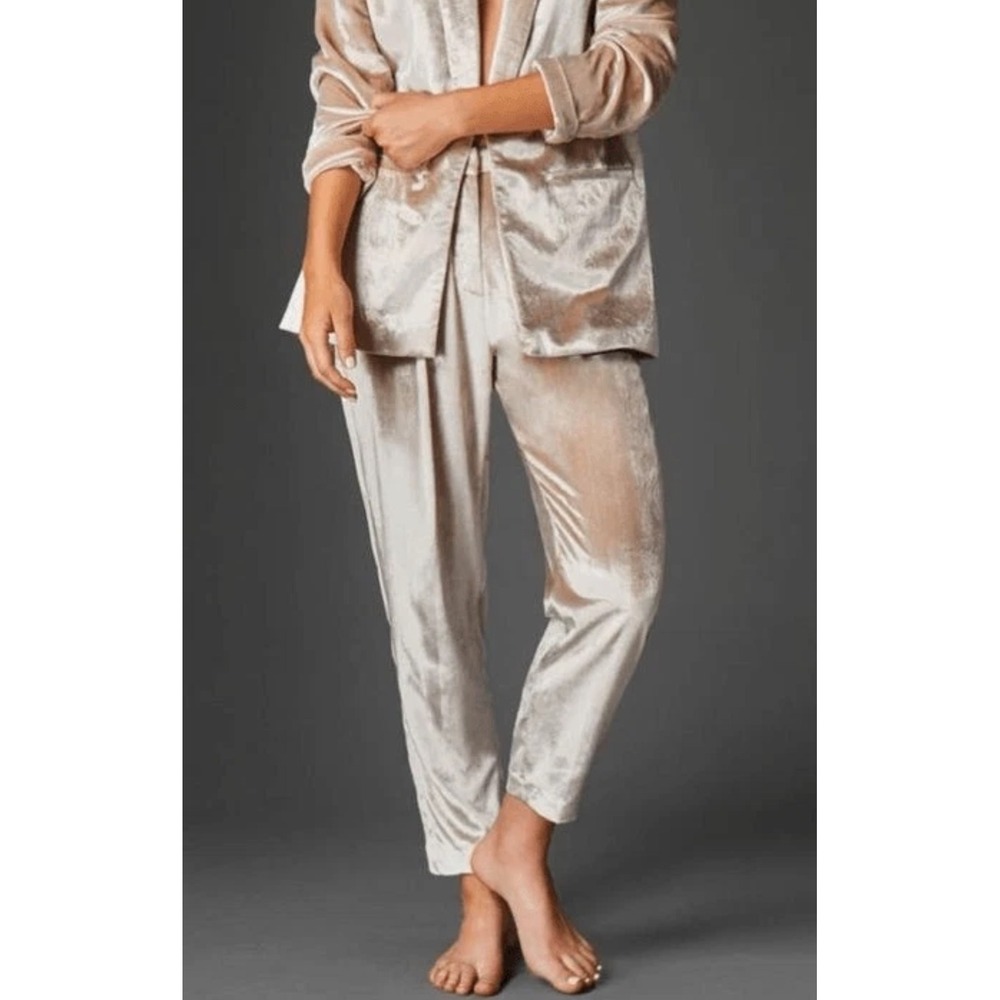 Habitual Champagne Velvet pleated ankle Pants Size 8 Casual Dressy Trousers